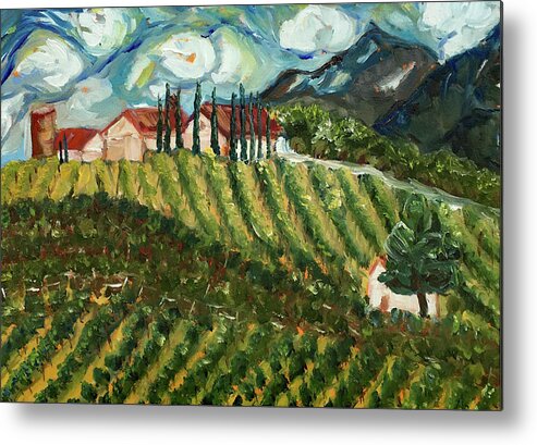 Avensole Winery Metal Print featuring the painting Avensole Vineyard and Winery Temecula by Roxy Rich