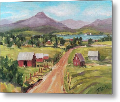 Impressionism Metal Print featuring the painting Back Road to the Lake by Nancy Griswold