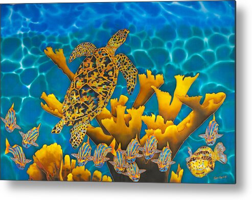 Sea Turtle Metal Print featuring the painting Balembouche Sea Turtle by Daniel Jean-Baptiste