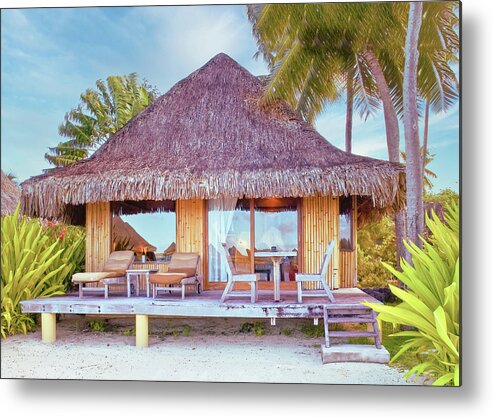 Beach Metal Print featuring the photograph Beach House In Bora Bora by Gary Slawsky
