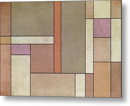 Abstract Metal Print featuring the mixed media Beige Brown Orange Harmony Abstract Composition by Johanna Hurmerinta