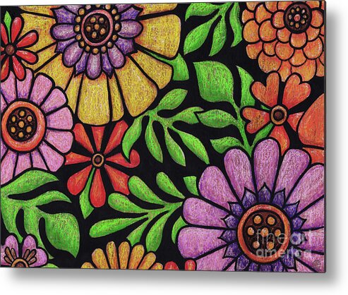 Flower Metal Print featuring the painting Black Night Blooming. Part 1. by Amy E Fraser