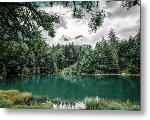 Green Color Metal Print featuring the photograph Blausee - Blue Lake - Kander Valley, Switzerland by Benoit Bruchez