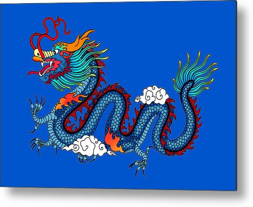 Blue Dragon Metal Print featuring the mixed media Blue Dragon by Anthony Seeker