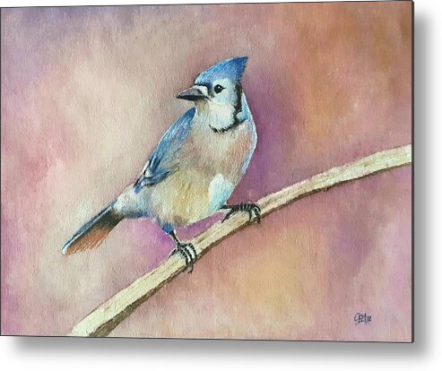 Watercolors Metal Print featuring the painting Blue jay by Carolina Prieto Moreno