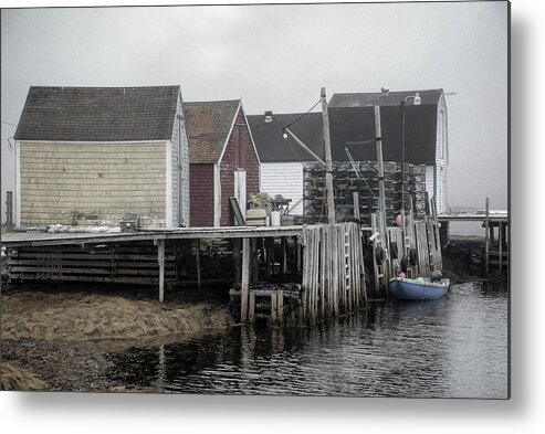 Canada Metal Print featuring the photograph Blue Rocks fishing sheds on a gloomy day by Murray Rudd
