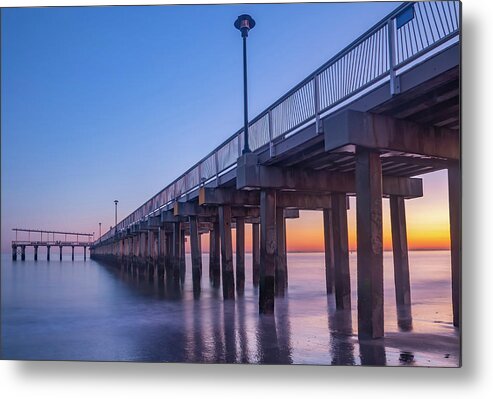 Coney Island Beach Metal Print featuring the photograph Blue Sunset by Cate Franklyn