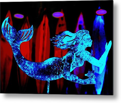 Blue Metal Print featuring the digital art Blue Tail Mermaid by Larry Beat