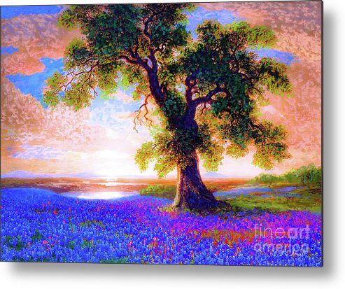 Floral Metal Print featuring the painting Bluebonnets by Jane Small