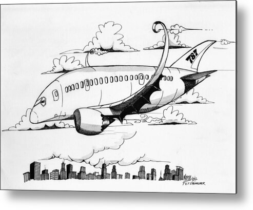 Boeing Metal Print featuring the drawing Boeing 767 by Michael Hopkins