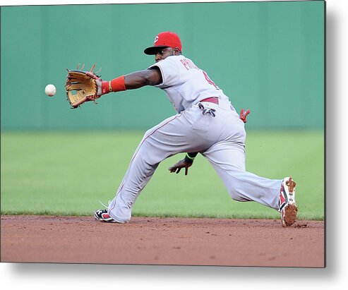 Second Inning Metal Print featuring the photograph Brandon Phillips and Ike Davis by Joe Sargent