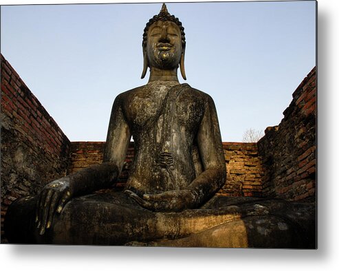 Sukhothai Metal Print featuring the photograph Buddha Statue, Sukhothai Kingdom Ruins, Thailand by Earth And Spirit