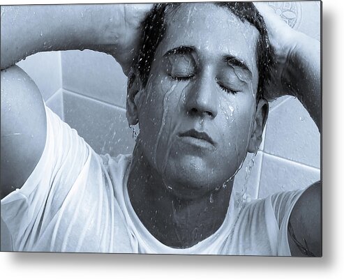 Caz Metal Print featuring the photograph Caz in the shower by Jim Whitley