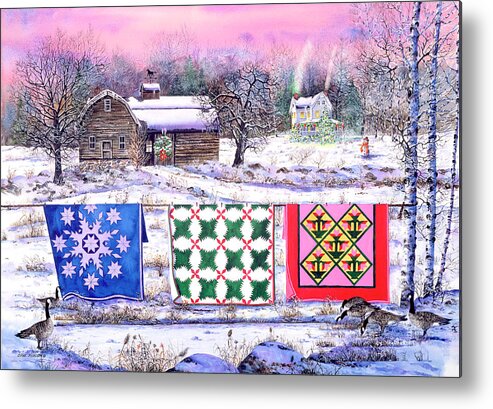 Christmas Metal Print featuring the painting Christmas Eve Quilts by Diane Phalen