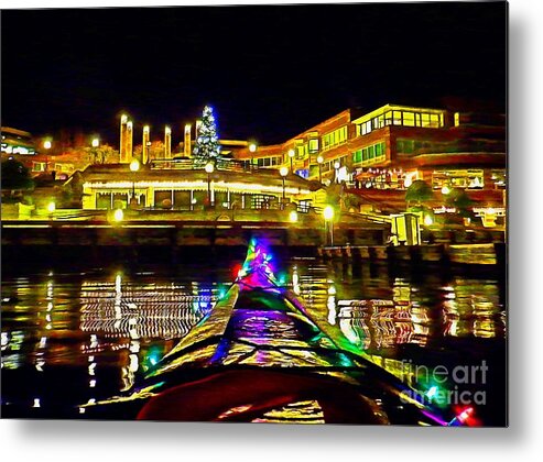 Kayak Metal Print featuring the photograph Christmas Kayak at Carillon Point by Sea Change Vibes
