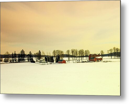 Christmas Card Scene. Metal Print featuring the photograph Christmas on the Farm. by James Canning