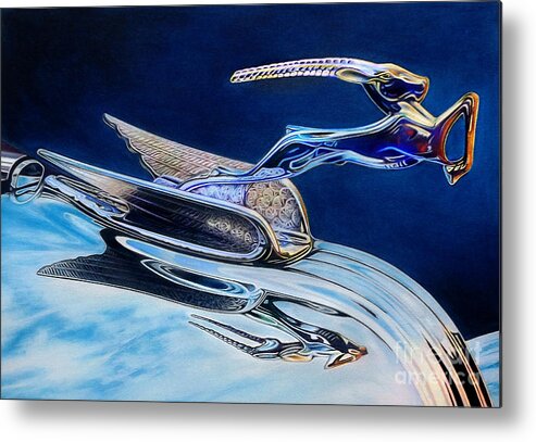 Ram Hood Ornament Image Metal Print featuring the drawing Chrome Ram by David Neace
