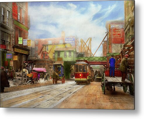 New York Metal Print featuring the photograph City - NY - Broadway at Canal St 1913 by Mike Savad