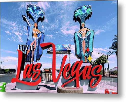 Post Card Metal Print featuring the photograph City Of Las Vegas Sign Post Card by Aloha Art