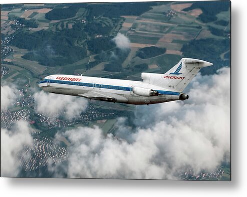 Piedmont Airlines Metal Print featuring the mixed media Classic Piedmont Airlines Boeing 727 by Erik Simonsen