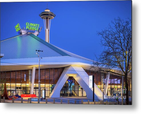America Metal Print featuring the photograph Climate Pledge Arena at dusk by Inge Johnsson