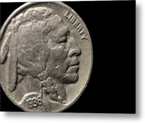 Coin Metal Print featuring the photograph Coin Collecting - 1936 Nickel by Amelia Pearn