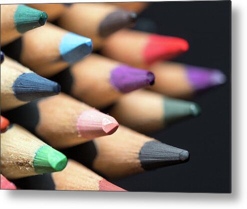 Pencil Metal Print featuring the photograph Colored Pencils 1 by Amelia Pearn