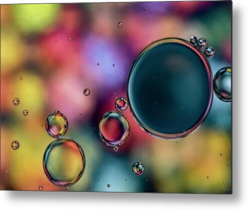 Oil Metal Print featuring the photograph Colorful Bubbles by Cathy Kovarik
