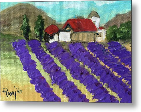 Lavender Metal Print featuring the painting Country Lavender Farm by Roxy Rich