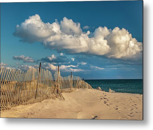 Beach Metal Print featuring the photograph Crooked Fence by Cathy Kovarik