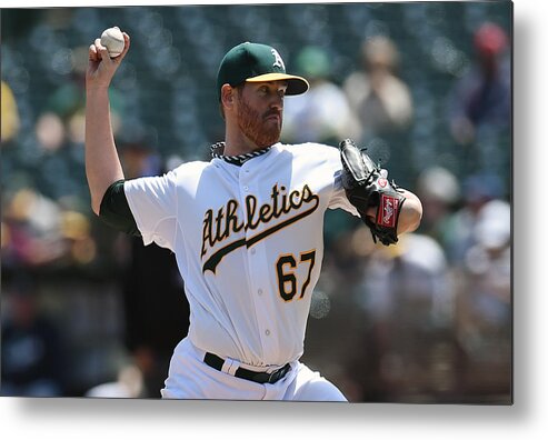 American League Baseball Metal Print featuring the photograph Dan Straily by Thearon W. Henderson