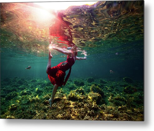 Underwater Metal Print featuring the photograph Dancing II by Gemma Silvestre
