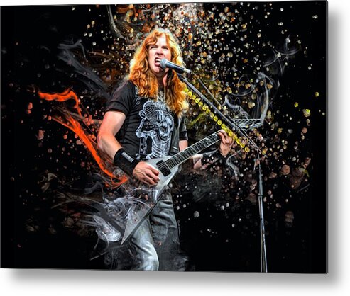 Music Metal Print featuring the digital art David Mustaine Portrait by Scott Wallace Digital Designs