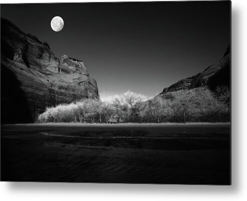 Canyon Metal Print featuring the photograph deChelly Moonscape Monochrome by Wayne King