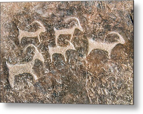 Petroglyph Metal Print featuring the photograph Desert Petroglyphs by Anthony Sacco