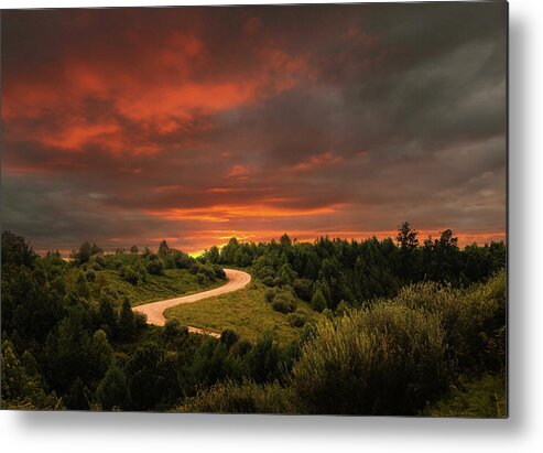 Sunset Metal Print featuring the photograph Dirt Road Sunset by Lena Auxier