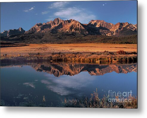 North America Metal Print featuring the photograph Fall Reflections Sawtooth Mountains Idaho by Dave Welling