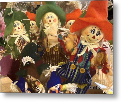 Fall Metal Print featuring the photograph Fall scarecrows by Janice Drew