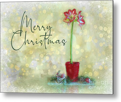 Amaryllis Metal Print featuring the digital art Feeling Merry by Amy Dundon