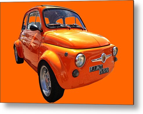 Fiat 500 Metal Print featuring the photograph Fiat 500 Orange by Worldwide Photography