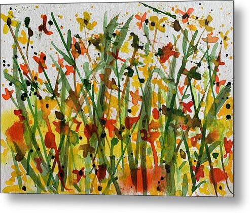  Metal Print featuring the painting Field of Flowers by Jane Hayes