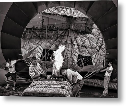 Hot Air Balloon Metal Print featuring the photograph Firing The Burners by Bob Orsillo