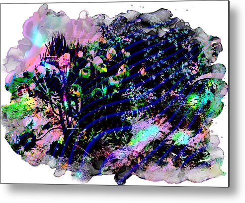 Fog Abstract Is Photograph Cactus Frame White Grey Purple Green Clouds Bulbs Circles Iphone Ipad-air Software Pink Black Turquoise Metal Print featuring the digital art Fog Rollin In Abstract by Kathleen Boyles