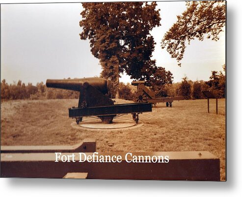 Fort Defiance Metal Print featuring the photograph Fort Defiance Cannons Sepia Photo by Stacie Siemsen