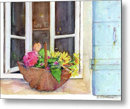French Window Basket Metal Print featuring the painting Fresh cut by Rebecca Matthews