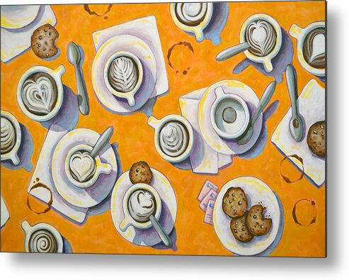 Coffee Art Metal Print featuring the painting Fueling Up by Amy Giacomelli