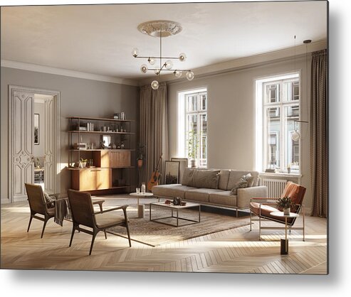 Apartment Metal Print featuring the photograph Full Furnished living Room by Alvarez