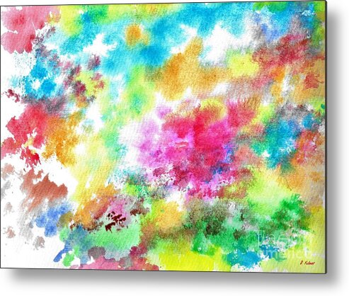 Abstract Metal Print featuring the painting Garden Splashes by Denise F Fulmer