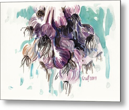 Garlic Metal Print featuring the painting Garlic Flowers by George Cret