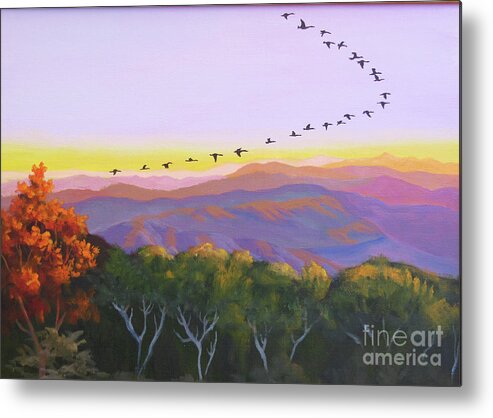 Geese Metal Print featuring the painting Geese by Anne Marie Brown